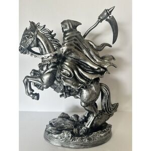 Spooky Night Grim Reaper Horse Statue Gothic Halloween Skeleton Rider Decor NWT